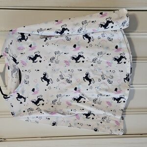 Justice White Unicorn Print Long Sleeve Top Size 14/16